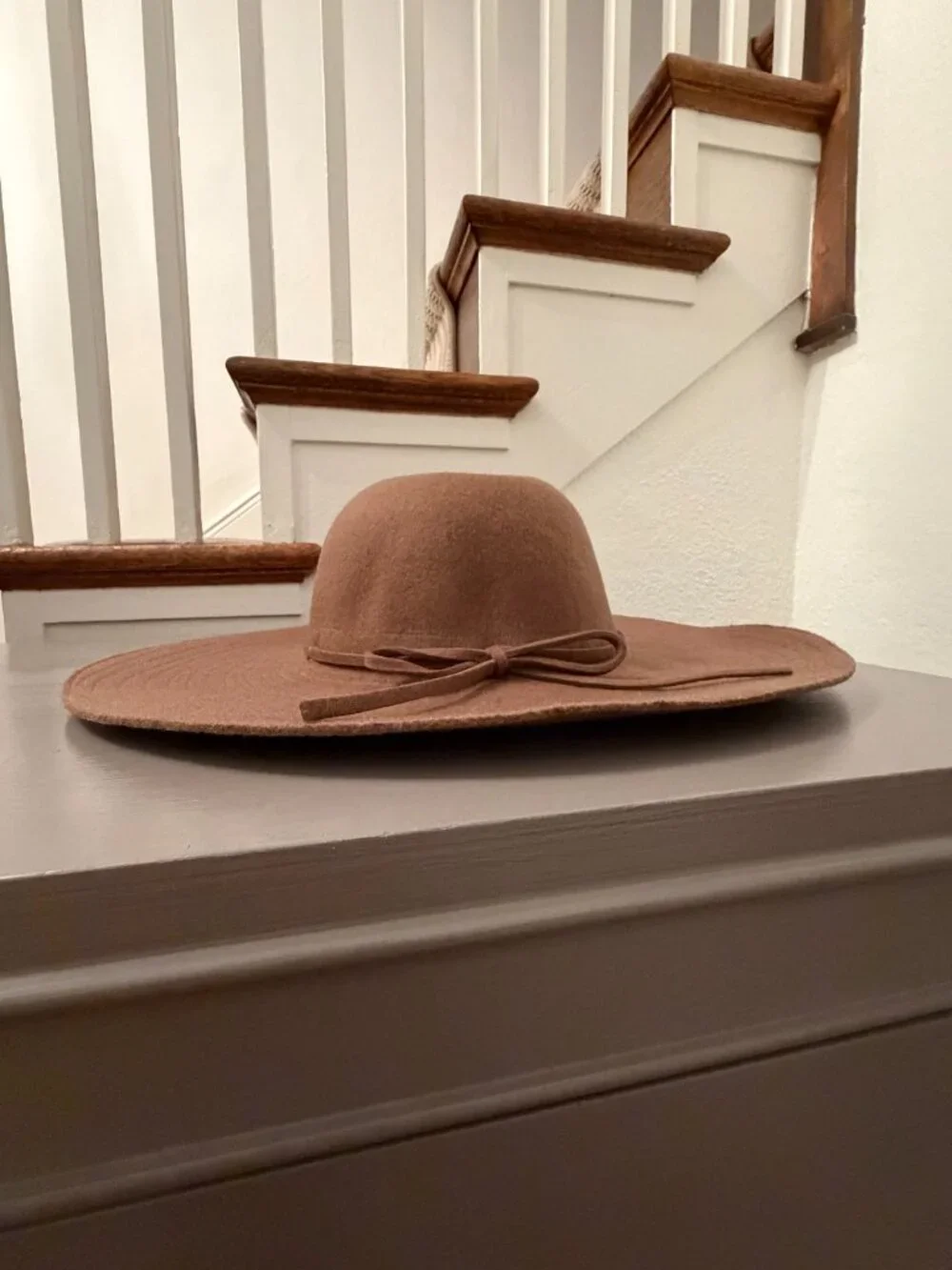 Gap 100% wool dark brown wide brim floppy hat with bow size M/L
